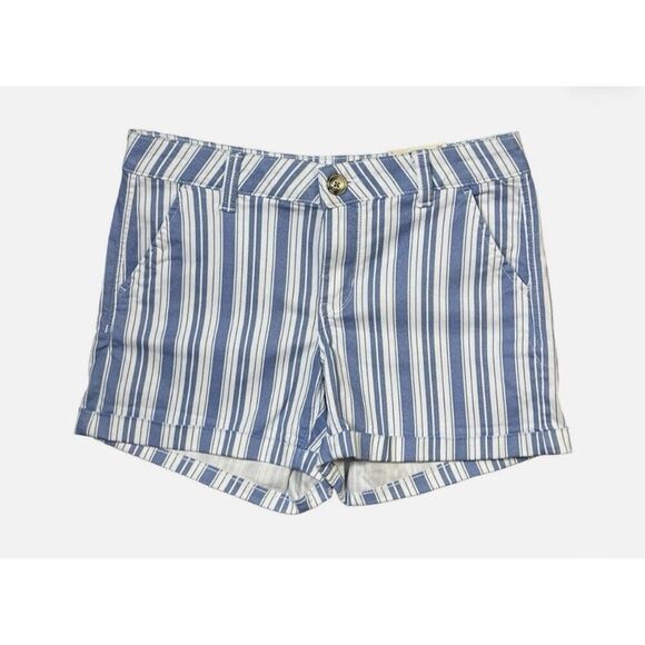So Womens Blue White Striped Low Rise Favorite MIDI Shorts 3 - Picture 1 of 4